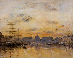 The Commerce Basin, Le Havre by Eugene-Louis Boudin Oil Painting