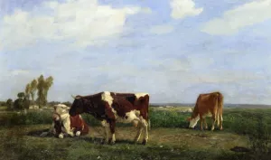 The Cows in a Meadow by Eugene-Louis Boudin - Oil Painting Reproduction