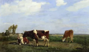 The Cows in a Meadow Oil painting by Eugene-Louis Boudin