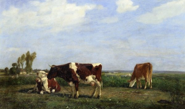 The Cows in a Meadow by Eugene-Louis Boudin - Hand-Painted Oil Painting Reproduction