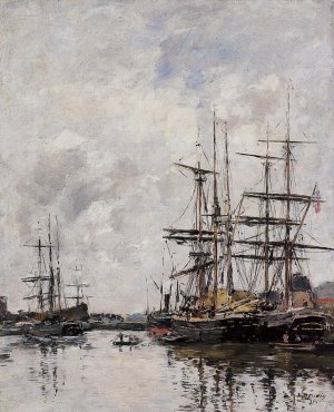 The Deauville Basin by Eugene-Louis Boudin Oil Painting