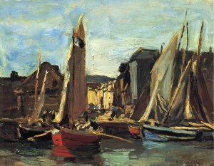 The Entrance to the Port of Honfleur by Eugene-Louis Boudin Oil Painting