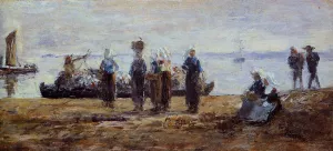 The Ferry at Plougastel by Eugene-Louis Boudin Oil Painting
