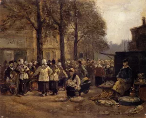 The Fish Market, Rotterdam by Eugene-Louis Boudin - Oil Painting Reproduction