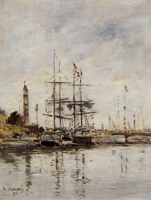 The Harbor at Deauville by Eugene-Louis Boudin Oil Painting