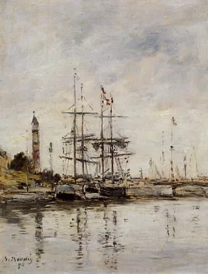 The Harbor at Deauville by Eugene-Louis Boudin - Oil Painting Reproduction