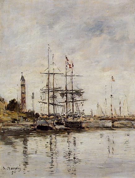The Harbor at Deauville by Eugene-Louis Boudin - Hand-Painted Oil Painting Reproduction