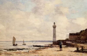 The Honfleur Lighthouse by Eugene-Louis Boudin Oil Painting