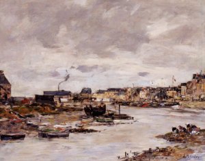 The Inner Port of Trouville at Low Tide by Eugene-Louis Boudin Oil Painting