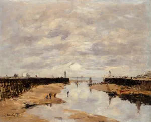 The Jetties, Low Tide, Trouville by Eugene-Louis Boudin - Oil Painting Reproduction
