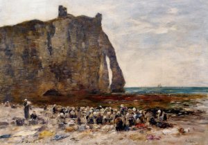 The Laundresses of Etretat by Eugene-Louis Boudin Oil Painting