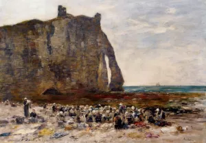 The Laundresses of Etretat by Eugene-Louis Boudin - Oil Painting Reproduction