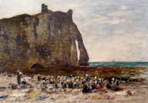 The Laundresses of Etretat painting by Eugene-Louis Boudin