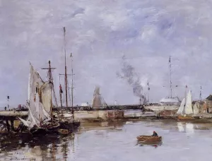 The Lock at Trouville by Eugene-Louis Boudin - Oil Painting Reproduction