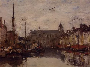 The Merchant Dock by Eugene-Louis Boudin Oil Painting