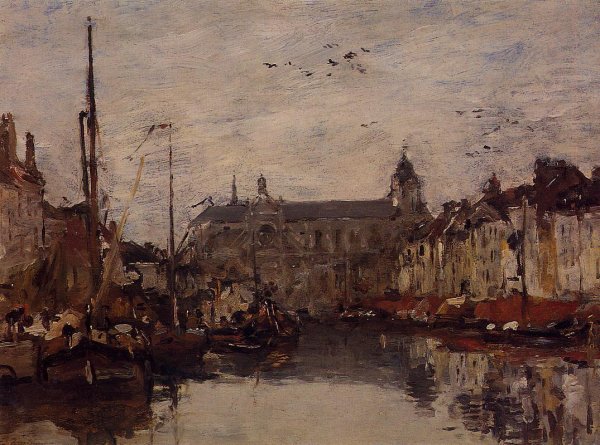 The Merchant Dock by Eugene-Louis Boudin - Hand-Painted Oil Painting Reproduction