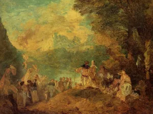 The Pilgrimage to Cythera after Watteau Oil painting by Eugene-Louis Boudin