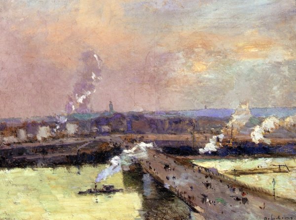 Main Product Photo of The Pont Boieldieu, Rouen Painting by Eugene-Louis Boudin