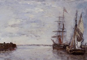 The Port at Deauville by Eugene-Louis Boudin Oil Painting