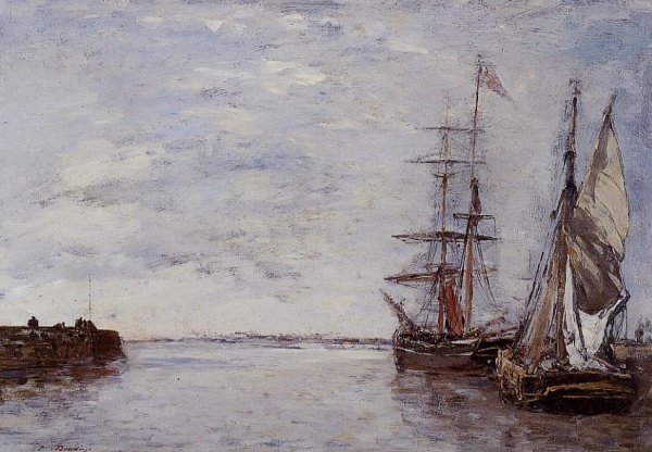 The Port at Deauville by Eugene-Louis Boudin - Hand-Painted Oil Painting Reproduction