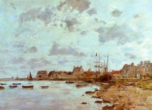 The Port at Saint-Vaast-la-Houghe by Eugene-Louis Boudin Oil Painting