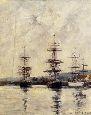 The Port, Deauville by Eugene-Louis Boudin Oil Painting