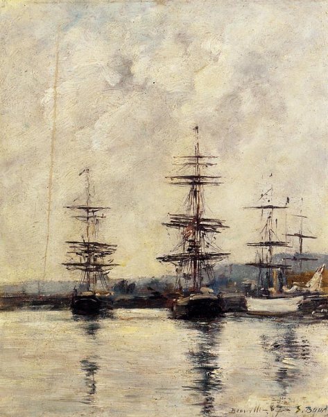 The Port, Deauville by Eugene-Louis Boudin - Hand-Painted Oil Painting Reproduction