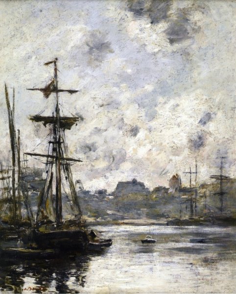 The Port, Fecamp by Eugene-Louis Boudin - Hand-Painted Oil Painting Reproduction