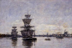 The Port of Bordeaux by Eugene-Louis Boudin Oil Painting