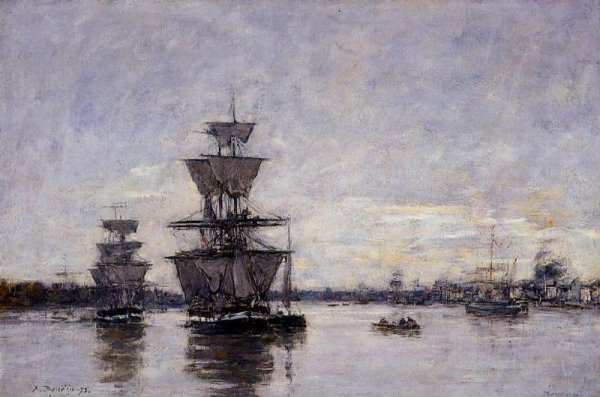 The Port of Bordeaux by Eugene-Louis Boudin - Hand-Painted Oil Painting Reproduction