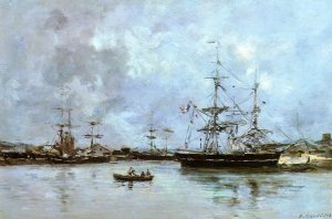 The Port of Deauville by Eugene-Louis Boudin Oil Painting