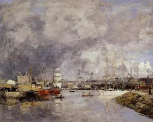 The Port of Dieppe by Eugene-Louis Boudin Oil Painting