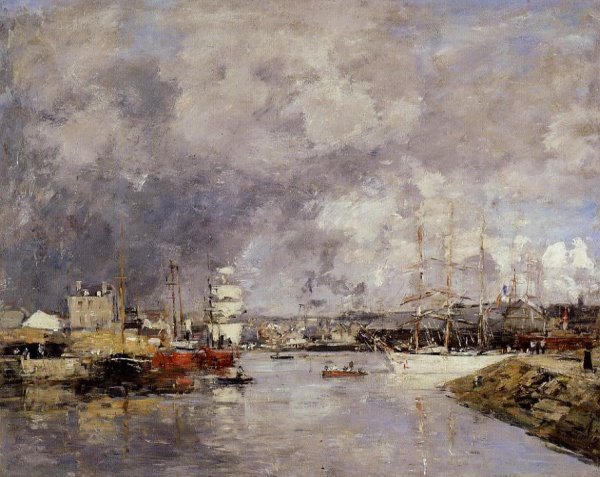 The Port of Dieppe by Eugene-Louis Boudin - Hand-Painted Oil Painting Reproduction