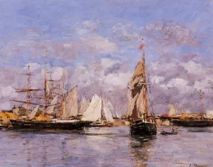 The Port of Trouville, High Tide by Eugene-Louis Boudin The Port of Trouville, High Tide Oil painting by Eugene-Louis Boudin