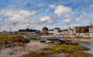 The Port of Trouville, Low Tide by Eugene-Louis Boudin Oil Painting