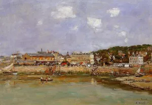 The Port of Trouville, the Market Place and the Ferry Oil painting by Eugene-Louis Boudin