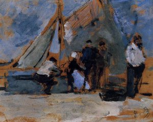 The Quay at Honfleur by Eugene-Louis Boudin Oil Painting