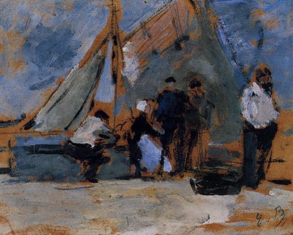 The Quay at Honfleur by Eugene-Louis Boudin - Hand-Painted Oil Painting Reproduction
