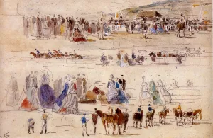 The Racetrack at Deauville by Eugene-Louis Boudin - Oil Painting Reproduction