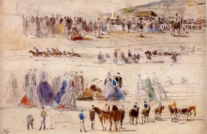 The Racetrack at Deauville by Eugene-Louis Boudin Oil Painting