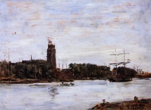 The River Scheldt by Eugene-Louis Boudin Oil Painting