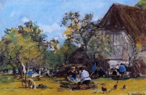The Saint-Simeon Farm by Eugene-Louis Boudin Oil Painting