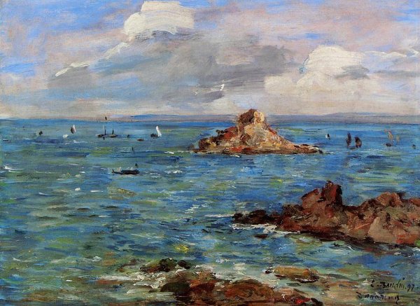 Main Product Photo of The Sea at Douarnenez Painting by Eugene-Louis Boudin
