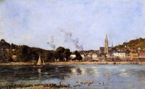 The Seine at Caudebec-en-Caux by Eugene-Louis Boudin Oil Painting