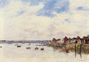 The Seine at Quillebeuf by Eugene-Louis Boudin Oil Painting
