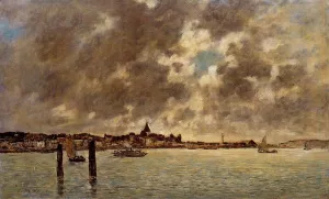 The Seine at Quilleboeuf II by Eugene-Louis Boudin Oil Painting