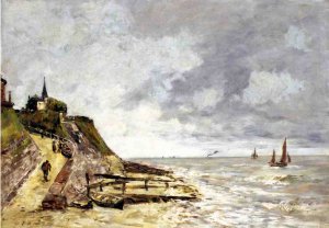 The Shore and the Sea, Villerville by Eugene-Louis Boudin Oil Painting
