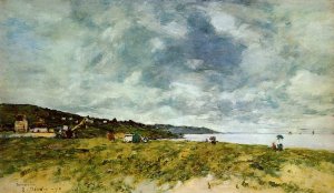 The Shore at Tourgeville by Eugene-Louis Boudin Oil Painting