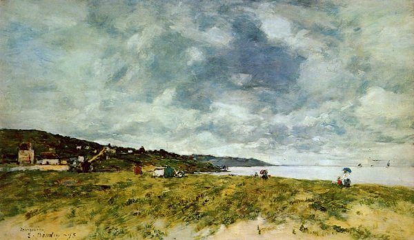 The Shore at Tourgeville by Eugene-Louis Boudin - Hand-Painted Oil Painting Reproduction