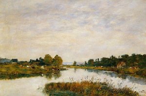 The Still River at Deauville by Eugene-Louis Boudin Oil Painting